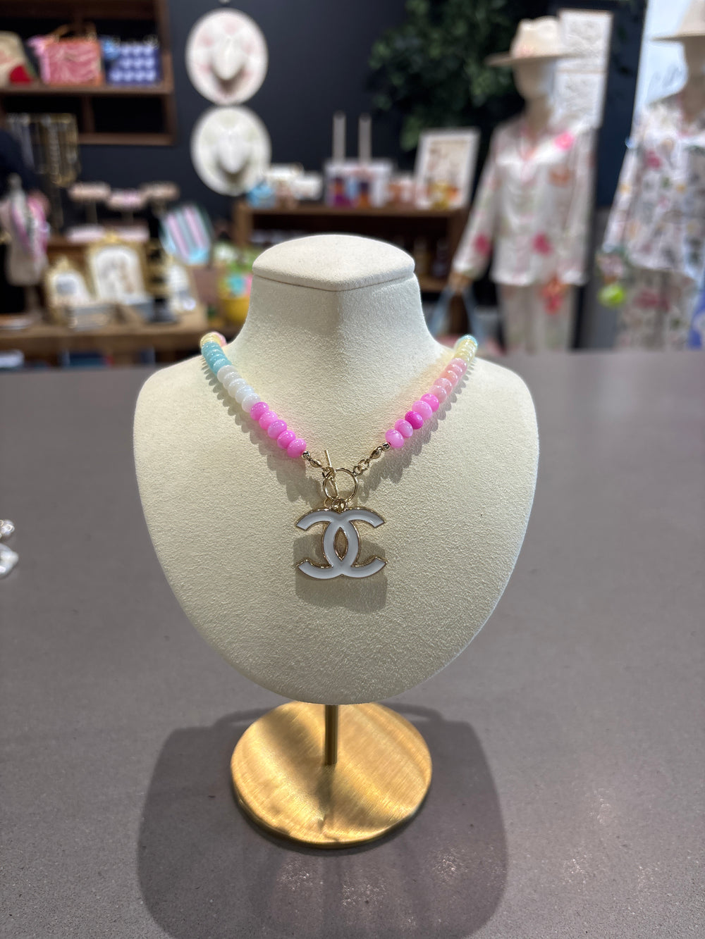 Chanel Upcycled white CC candy necklace