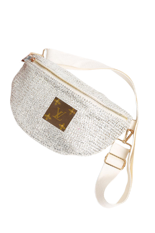 Upcycled Textured Sling Bag: Silver