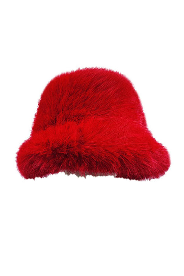 Fuzzy Faux Fur Bucket Hat: Black or Tan