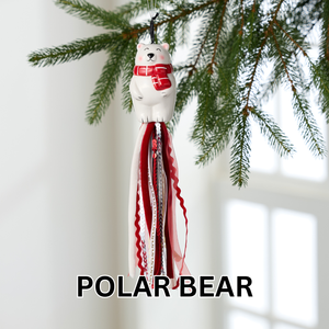 Seasonal Ceramic Ornament with Decorative Ribbon Streamer: Ghost