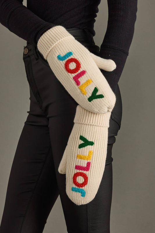 Beige Jolly Knit Mittens