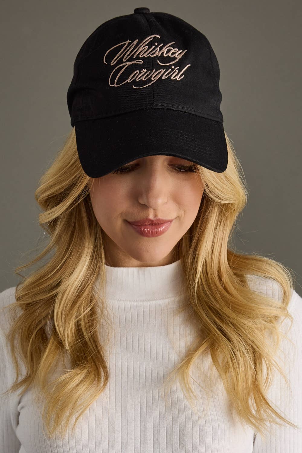 Black Whiskey Cowgirl Baseball Hat
