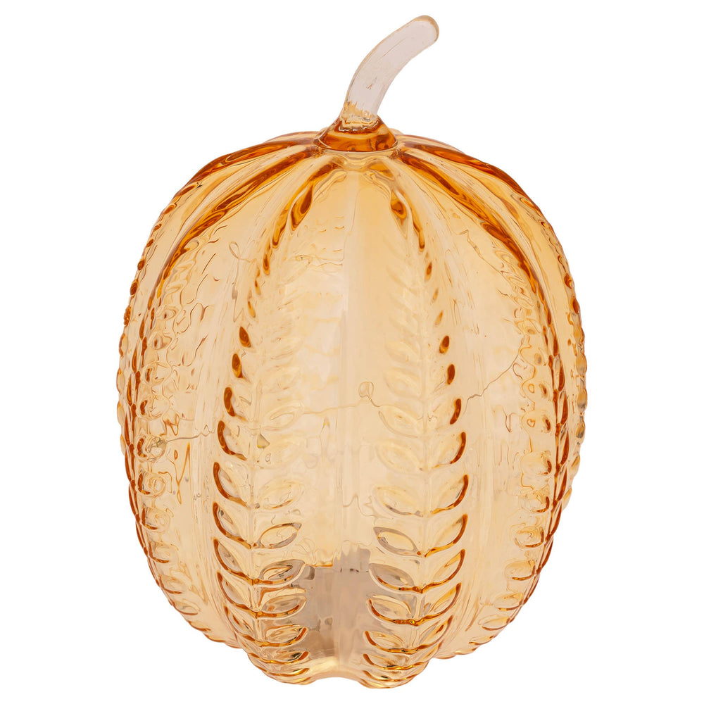 Apple Cider Wheat Embossed Glass Pumpkin Fall Autumn - Lighted