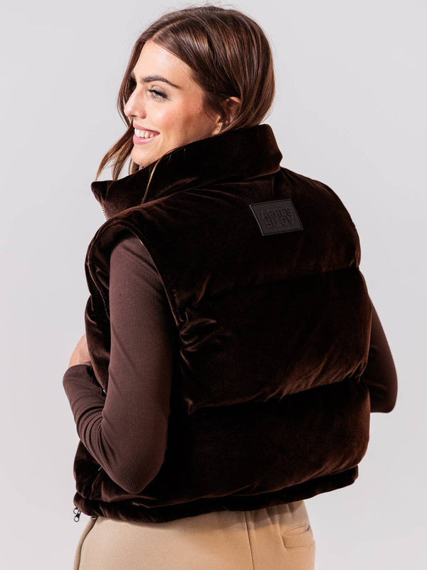 Alps Velvet Down Vest — Espresso (extra small or medium)