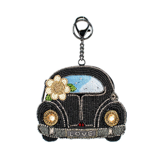 On the Road Black Car White Flower Coin Purse