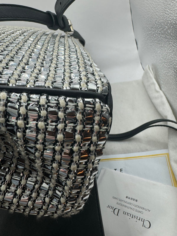 Christian Dior Limited Edition Large Diorissimo Tote – Metallic Tweed with Patches