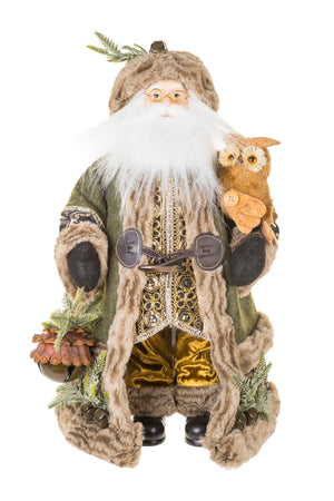 Evergreen Wishes Santa with Owl | 18″