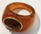 Gummy Resin Signet Ring | Autumn, Cognac, Jade & Blue