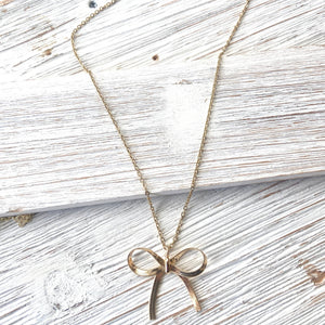 Bow necklace slip knot trendy jewelry: Silver