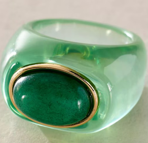 Gummy Resin Signet Ring | Autumn, Cognac, Jade & Blue