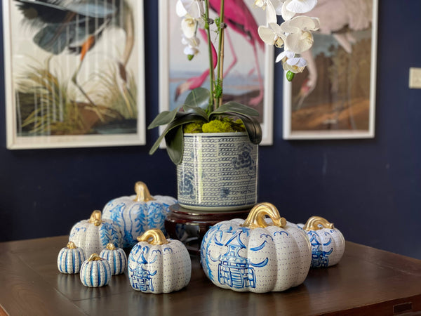 Chinoiserie Pumpkins | JOSIL Paperie: Small Pumpkins 3" x 2 1/4"