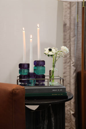 Interchangeable Candlestick Holders: - box of 4 pieces. Fushia, Orange or Grape