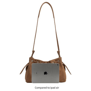Rhuby Olive Recycled Vegan Suede Shoulder Bag