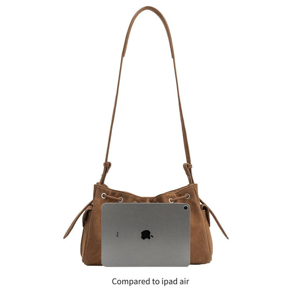 Rhuby Olive Recycled Vegan Suede Shoulder Bag