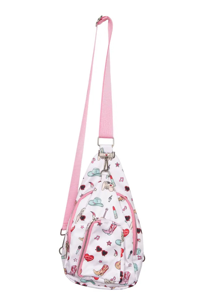 Music Girl Icons Sling Bag for Women: Light Pink