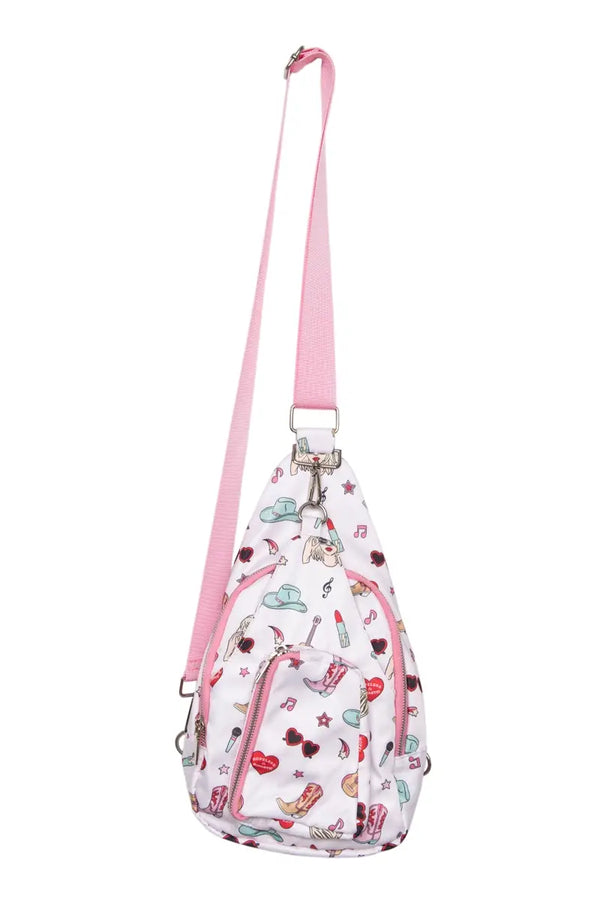 Music Girl Icons Sling Bag for Women: Light Pink