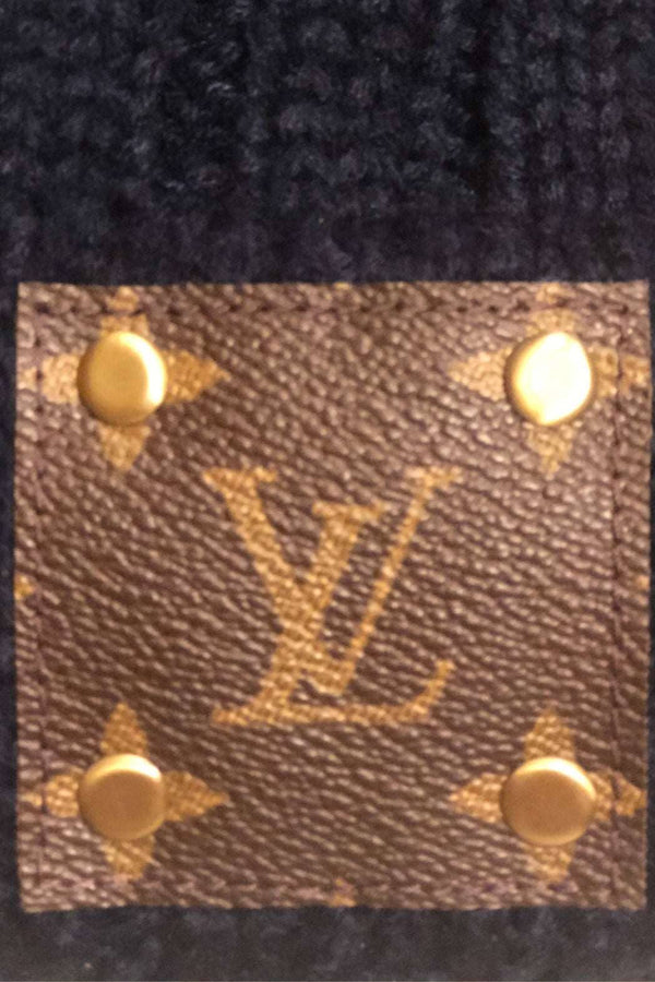 Up-Cycled LV Detachable Fur Pom Beanie: Burgundy or Black