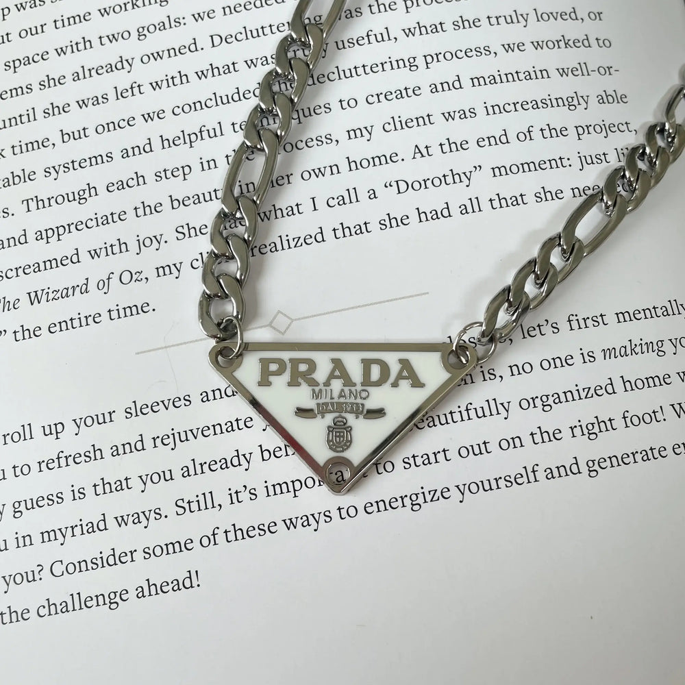 Repurposed Vintage Prada Necklace White & Gold, Black & Gold or White & Silver