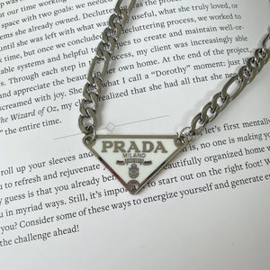 Repurposed Vintage Prada Necklace White & Gold, Black & Gold or White & Silver