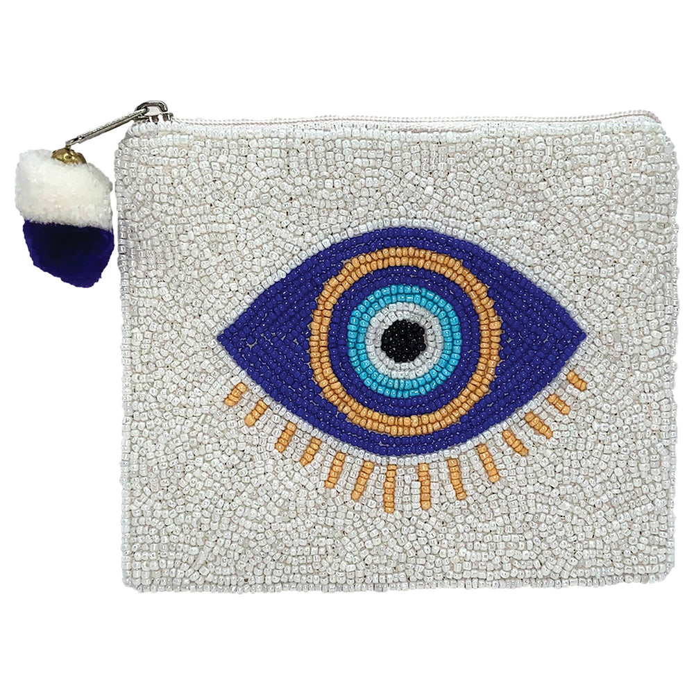 Blue Evil Eye Handmade Beaded Coin Purse