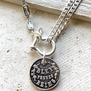 Edgy glam French champagne coin shackle necklace : Matte black