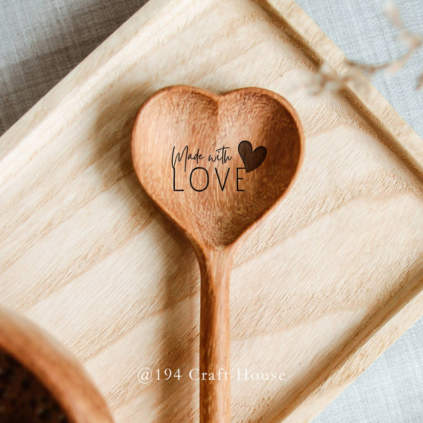 Made With Love Engraved Wooden Heart Spoon