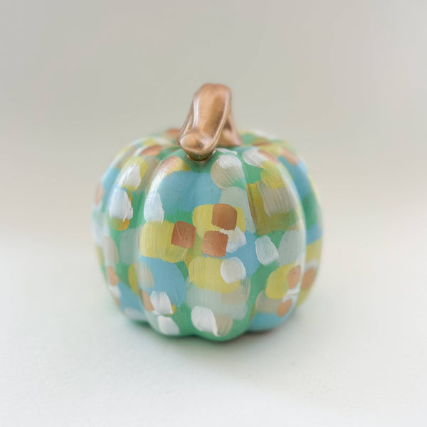 Mint and Gold Abstract Pumpkin|Jessica Reynolds Art