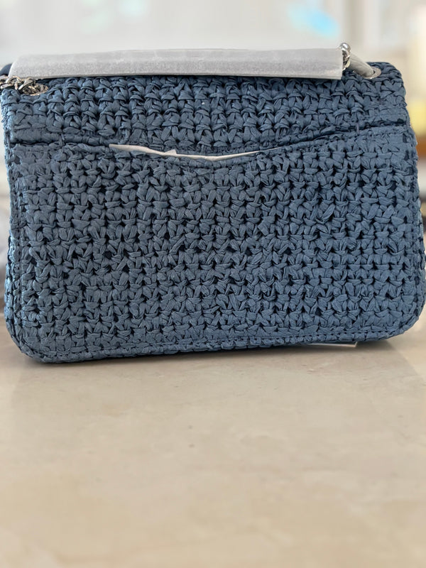 Sandro Blue Raffia shoulder bag