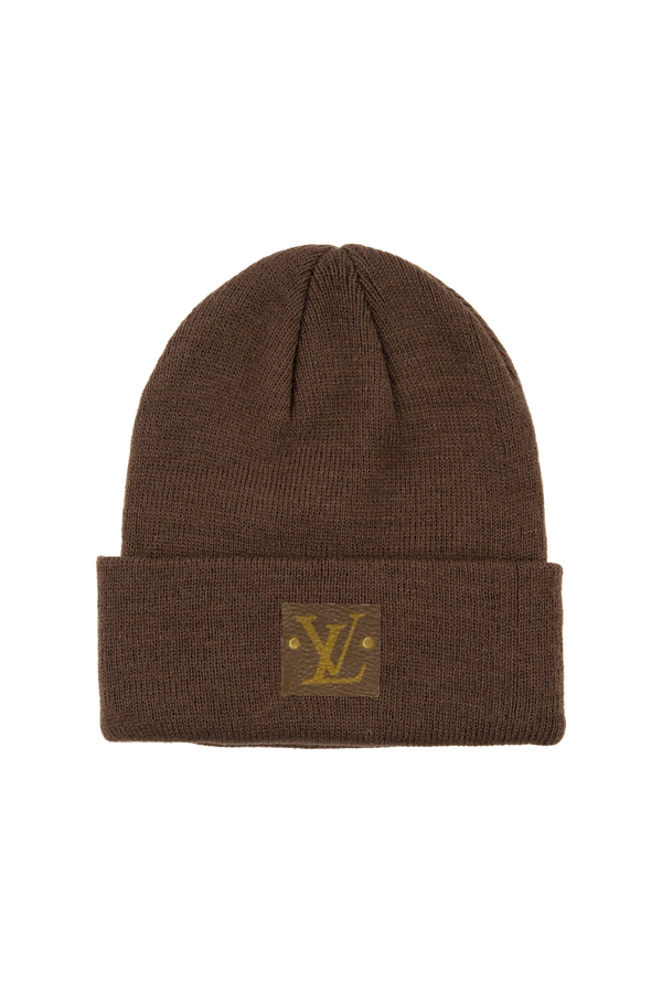 Louis Vuitton Upcycled Beanie – Authentic Patch Burgundy