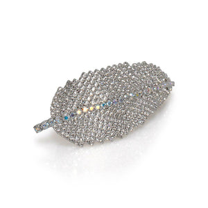 FEATHER CRYSTAL FRENCH BARRETTE: Gold