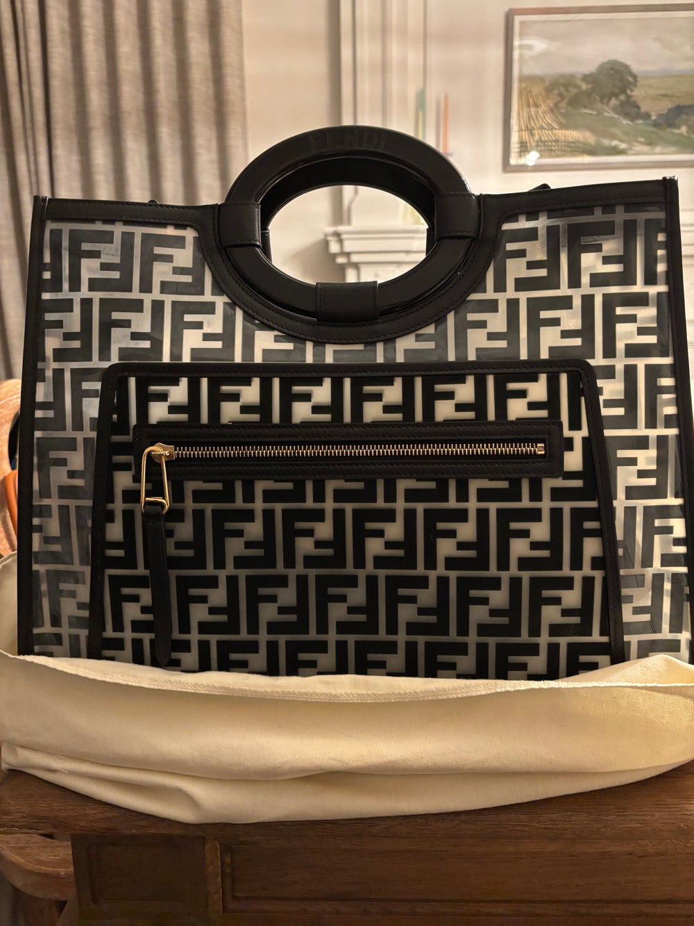 Fendi Runway Tote – Zucca Print, Black PVC