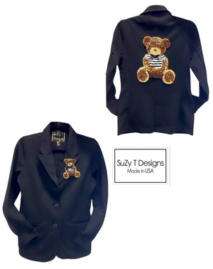 Ponte Blazer w/ the Sweetest Chenille Teddy Bear w/ Bow Tie!: Medium