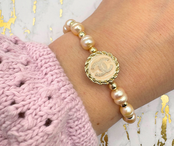 Upcycled Chanel Pink Freshwater Pearls +14K Gold Filled Mix