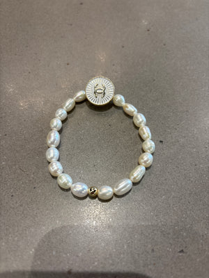 Chanel Upcycled Pearl Starburst white bracelet