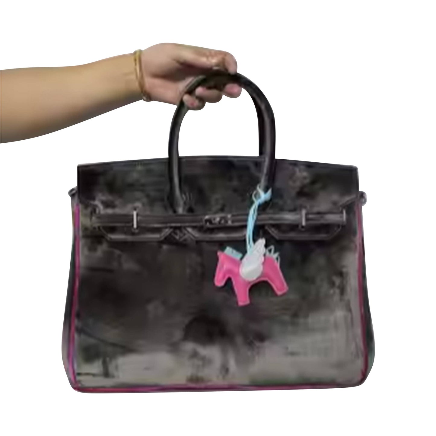 "The London" Velvet Tote Bag: Dark Teal/Light Pink