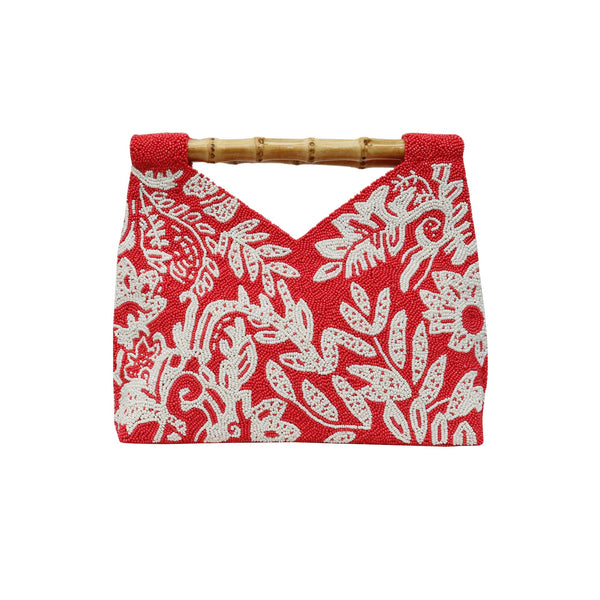 Bamboo Beaded Red/White Bag
