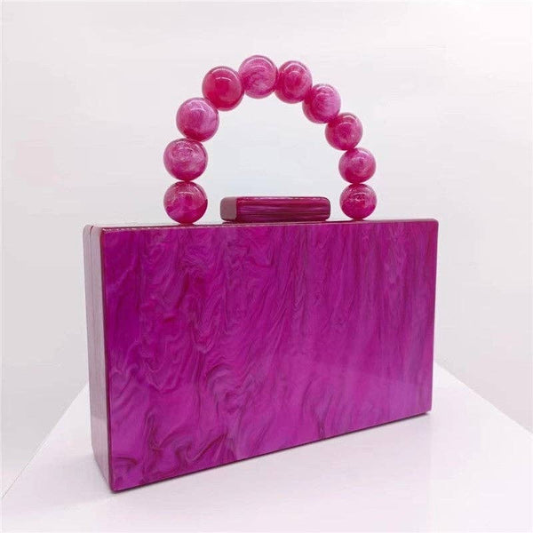 Acrylic Beaded Clutch Evening Sky Blue, Green Mint, or Rose Red