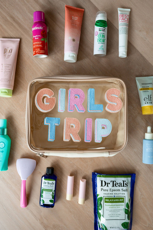 Oversized Cosmetic Bag - Girls Trip (Coral/Pink)