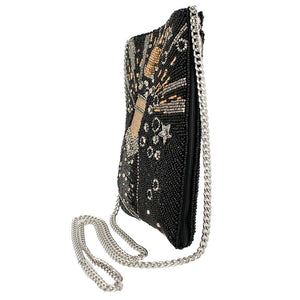 Bubbly Mini Beaded Champagne Bottle Crossbody Handbag