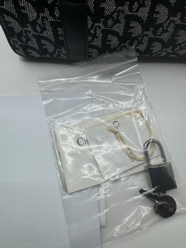 Dior 2004 Vintage Diorissimo Small Trotter Bag Black & Grey Dior print