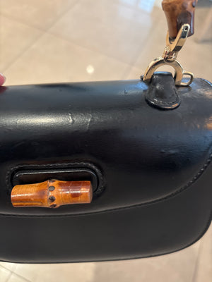 Gucci Boxcalf Vintage Bamboo Handle & Turnlock top handle with strap