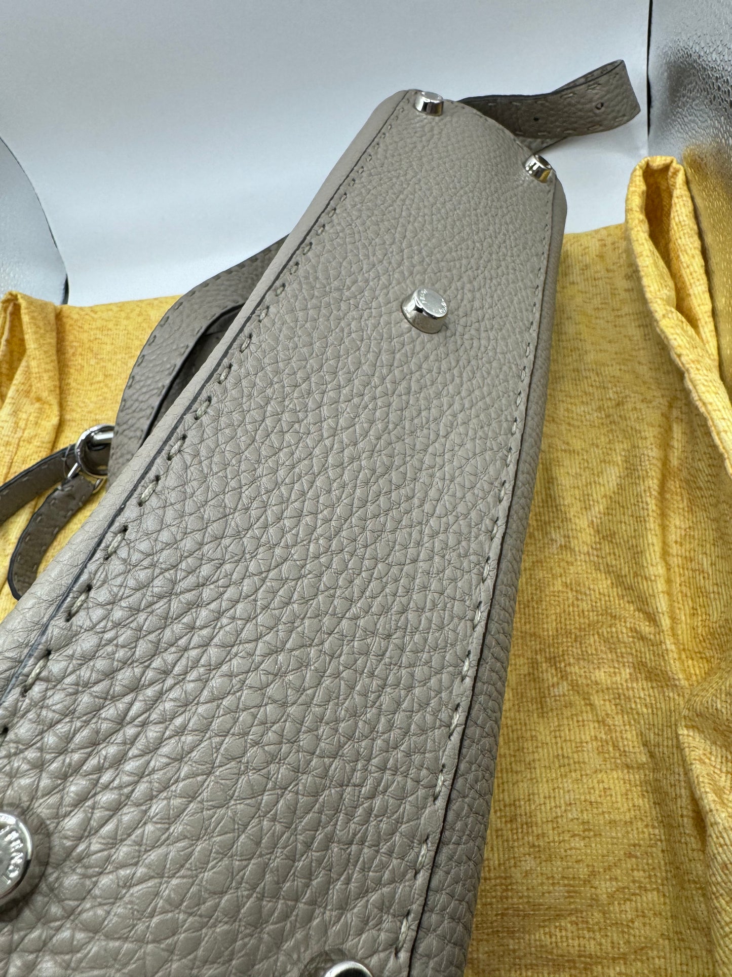 Fendi Peek a Boo Grey pebbled leather