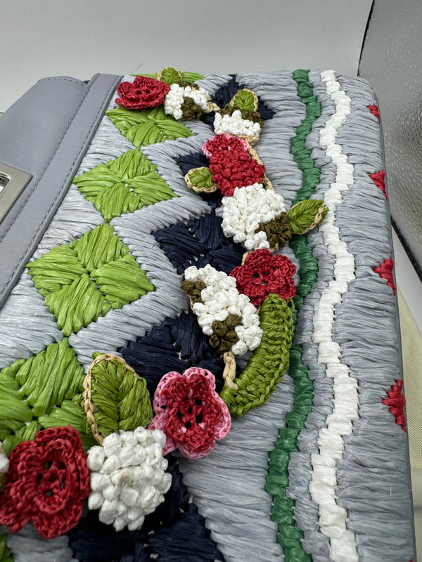 Fendi Peekaboo Limited Edition Mini Woven & Raffia Floral Bag