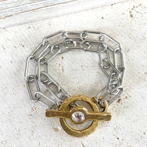 Chunky paperclip bracelet mixed metal non tarnishing jewelry: Mixed metal, Gold & Silver
