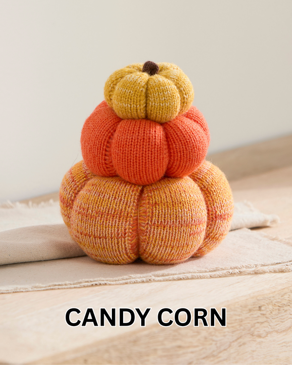 Stacked Set of 3 Cozy Knit Pumpkins | Fall Home Décor