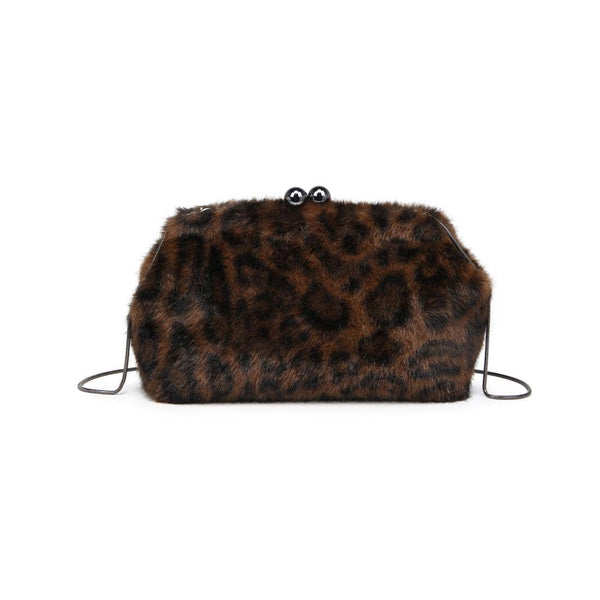 Olivia Faux Fur Evening Bag: Leopard