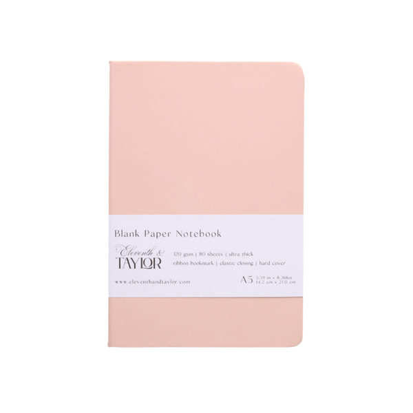 160 Page A5 Blank Journals: 120 GSM Thick Blank Card Stock: Muted melon
