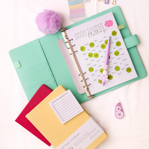 A5 Binder: 6 Hole with Elastic Pen Holder & Magnetic Closure: Yellow