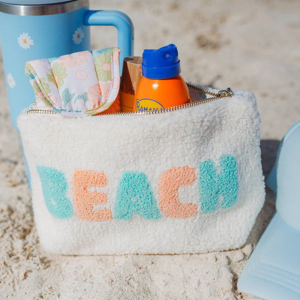 Cream Teddy Pouch - Beach