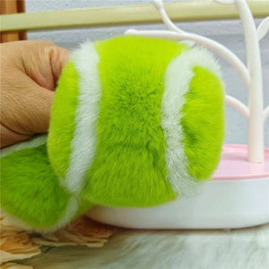 Tennis Keychain faux fur - APPLE GREEN